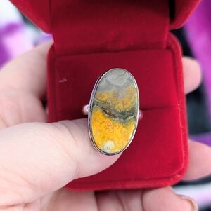 Vintage Artisan Handmade 925 Silver Bumblebee🐝 🐝 Jasper Ring 💍 8.75